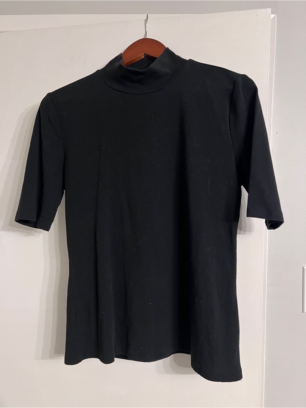 Black Mock Neck Short Sleeve women’s Shirt